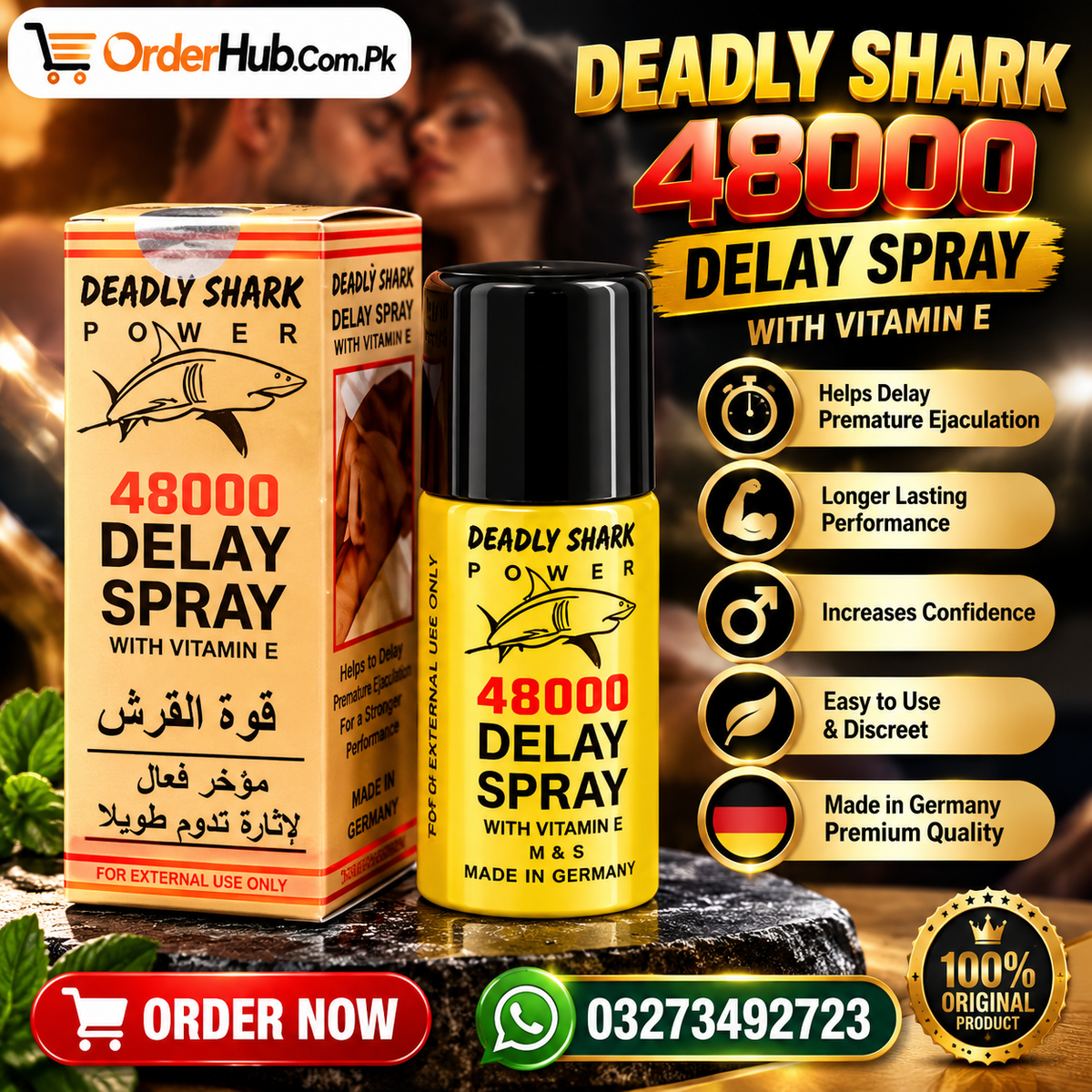 Deadly Shark Power 48000 Delay Spray for Men with Vitamin E