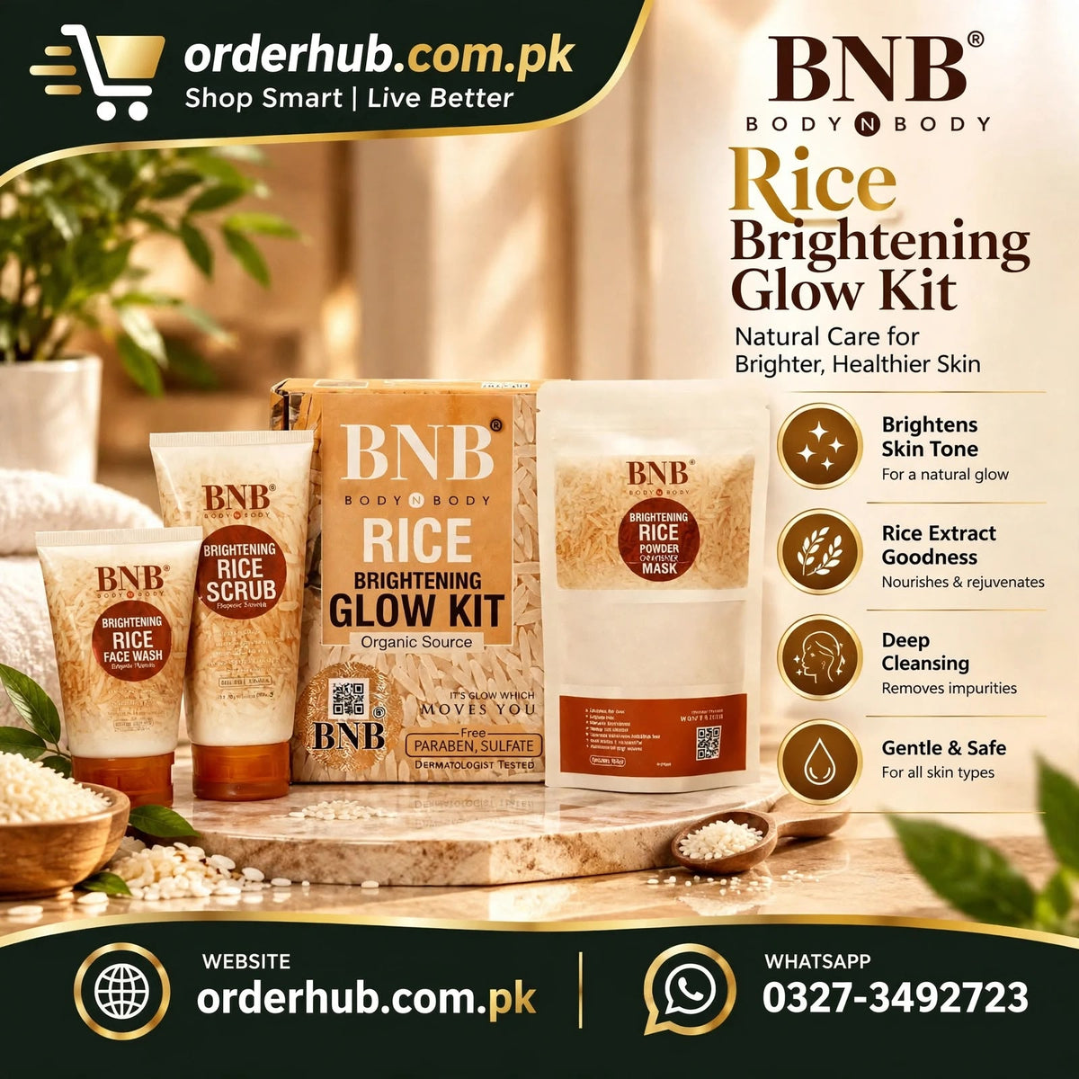 BNB Rice Brightening Glow Kit – Radiance & Skin Brightening Care Set