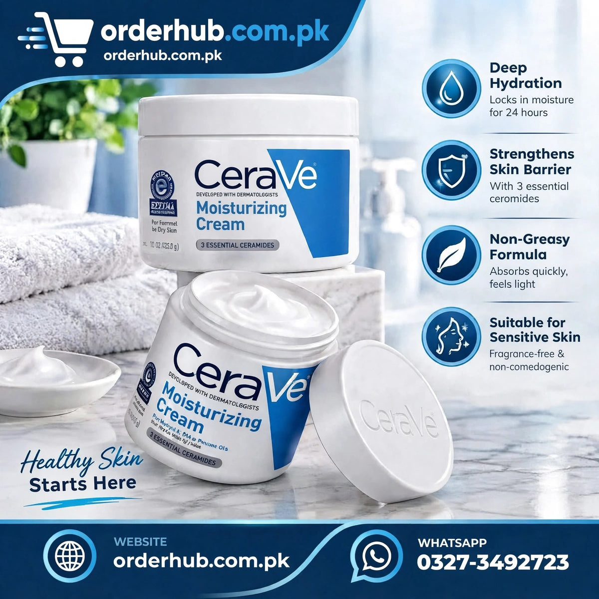 CeraVe Moisturizing Cream in Pakistan – Hydrating Face & Body Moisturizer for Dry Skin