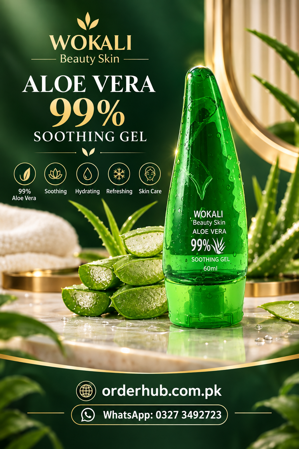 WOKALI Aloe Vera 99% Soothing & Hydrating Gel 60ml
