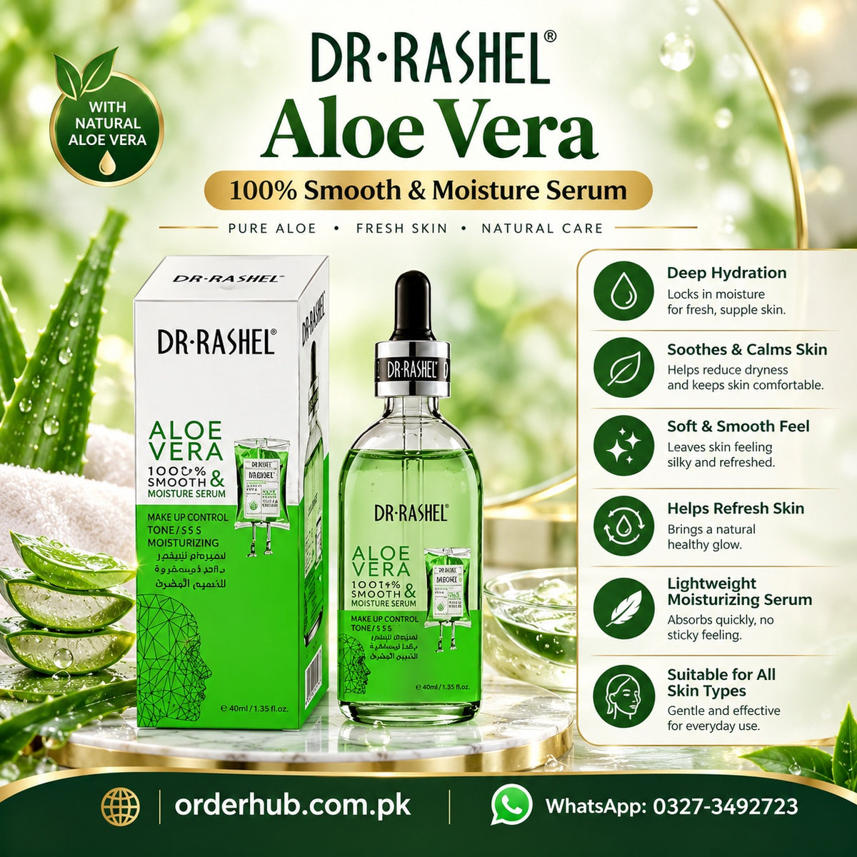 Dr Rashel Aloe Vera Serum – Hydrating & Soothing Facial Serum for Fresh, Smooth and Radiant-Looking Skin