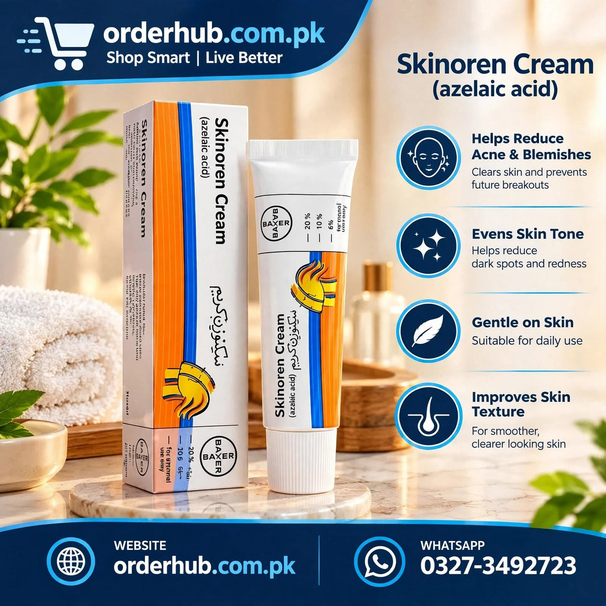 Skinoren Cream (Azelaic Acid) in Pakistan – Acne, Blemishes & Uneven Skin Tone Care