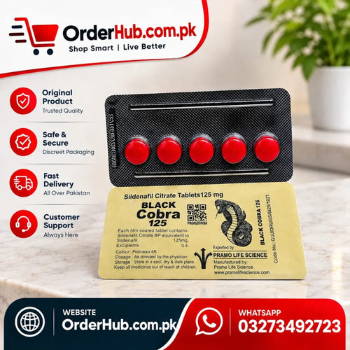 Black Cobra 125mg Tablets – Sildenafil Citrate for Erectile Dysfunction & Male Sexual Wellness