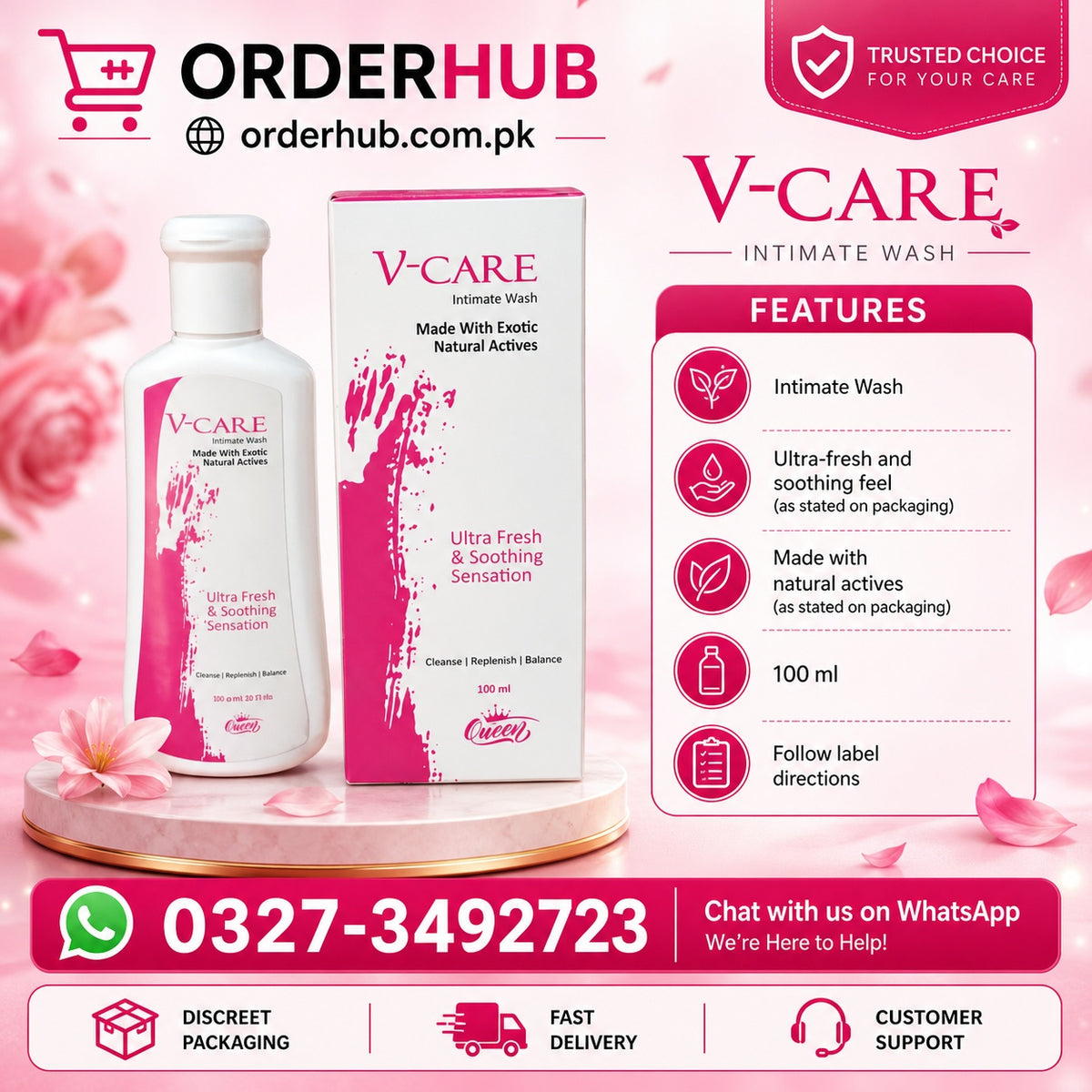 V Care Intimate Wash – Feminine Intimate Hygiene Wash for Gentle External Cleansing and Freshness